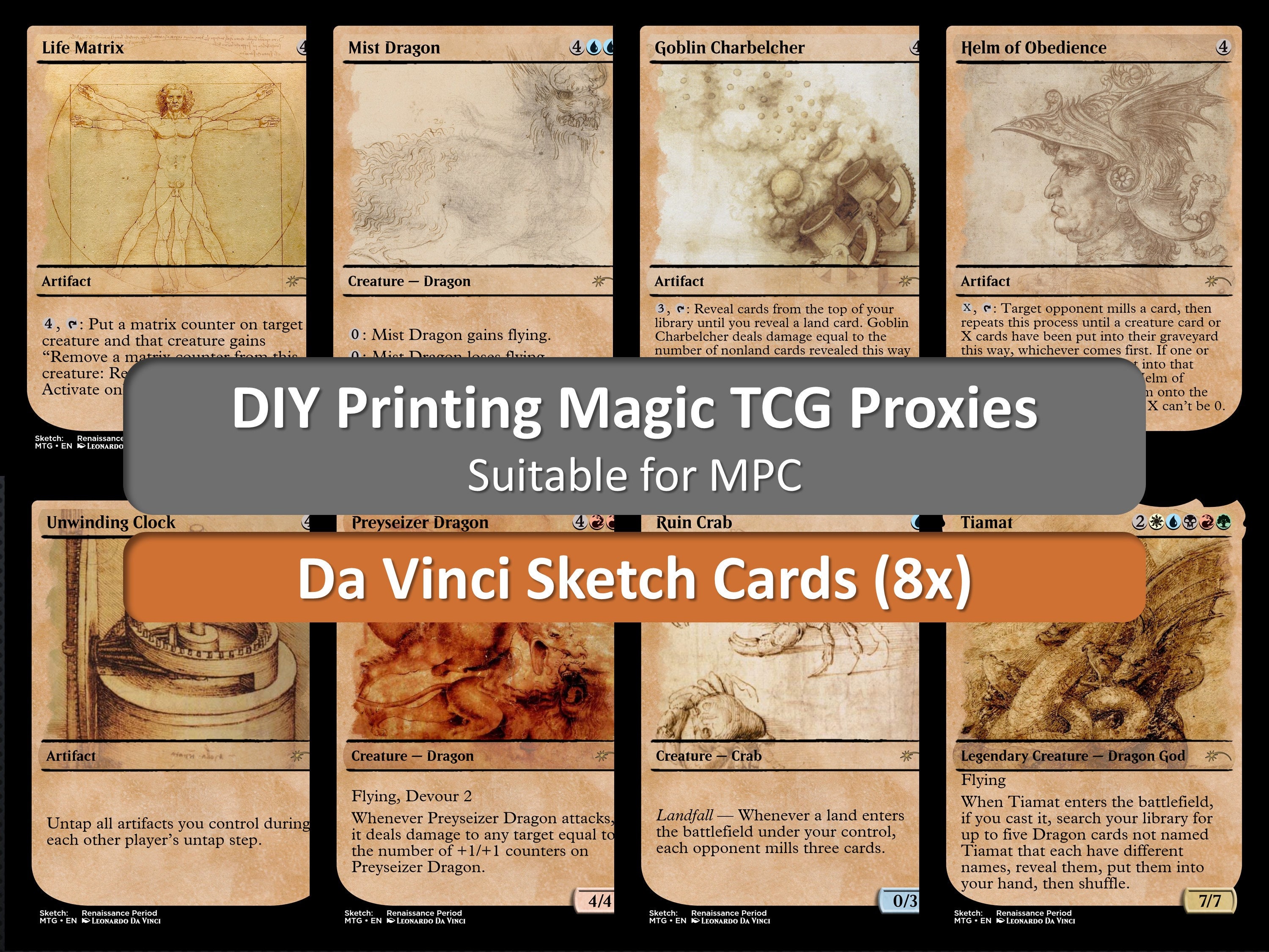 Renaissance: Leonardo Da Vinci, Sketches (DIY Print MTG Proxy) - Etsy Renaissance: Leonardo Da Vinci, Sketches (DIY Print MTG Proxy) - Etsy