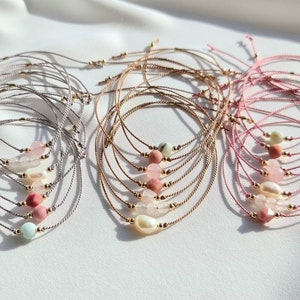Bracelet Silk Freshwater Pearl Gemstones 14 Karat Goldfilled Talisman Lucky Charm Friendship Bracelets Yoga Christmas Gift Mother&#39;s Day