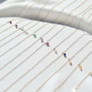 Birthstone Birthstone Necklace Gemstones Goldfilled Silver Birthday Gift Mother&#39;s Day Christmas Birth Friends Minimalist