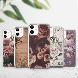 Vintage Rose Phone case Floral Cover for iPhone 15,14,13,12,11,Samsung S24Ultra,S23FE,S22,A15,A54,A25,A14,Pixel 8A,8Pro,7A,7Pro,6A