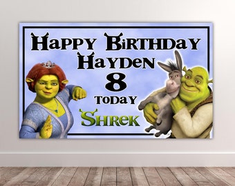 LARGE SHREK FIONA BIRTHDAY POSTER CAKE TABLE BANNER PERSONALISED ANY NAME TEXT LARGE SHREK FIONA BIRTHDAY POSTER CAKE TABLE BANNER PERSONALISED ANY NAME TEXT