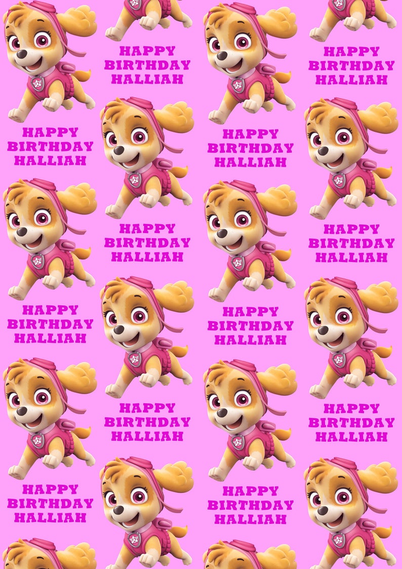 SKYE PAW PATROL Personalised Birthday Wrapping Paper Paw Etsy UK
