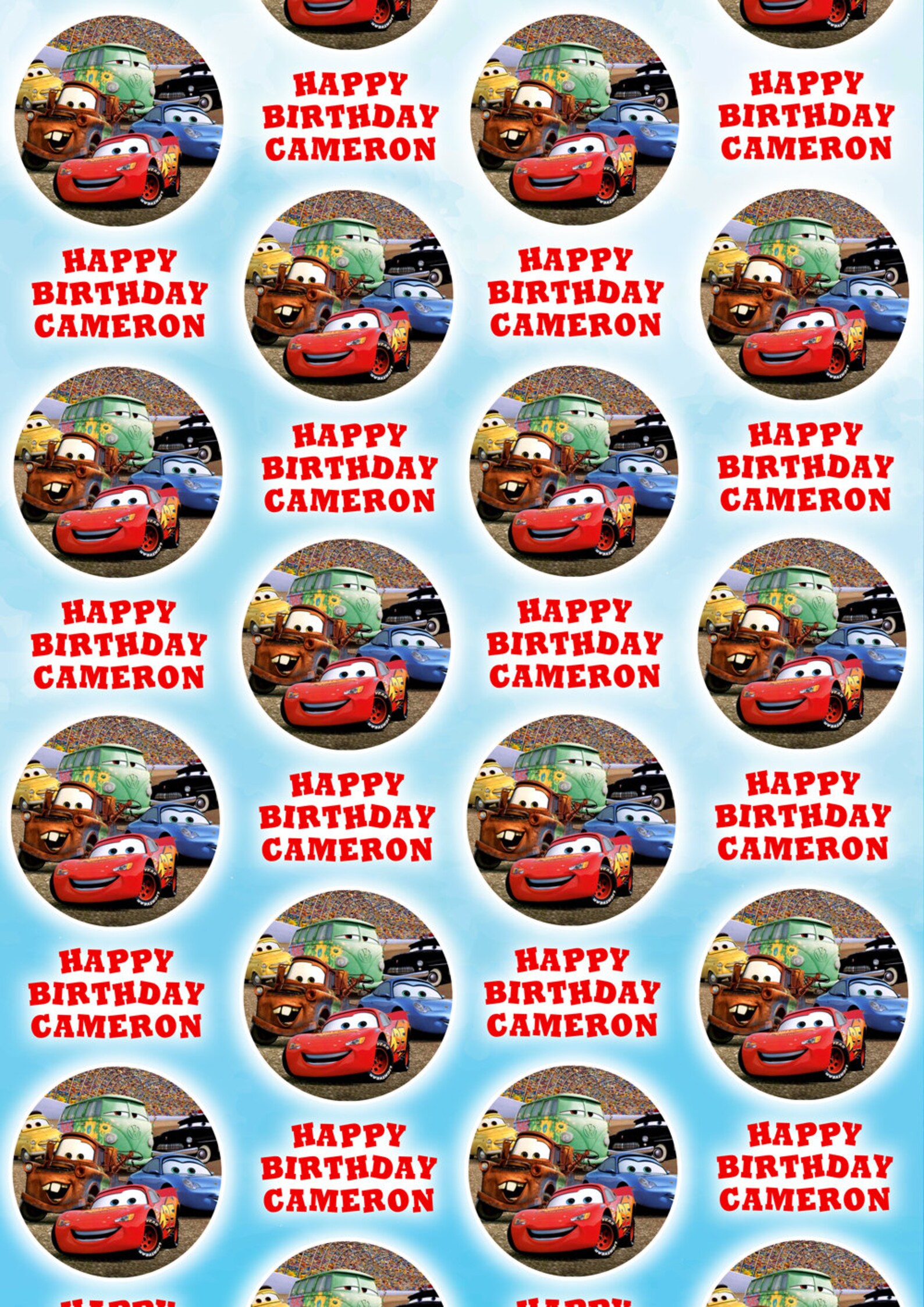 DISNEY CARS Personalised Wrapping Paper Lightning Mcqueen Etsy UK