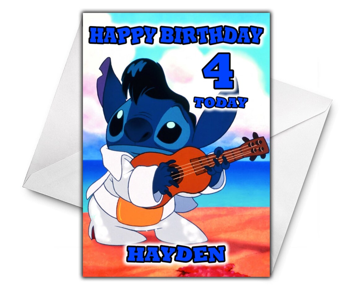 Disney Stitch Personalised Birthday Card Lilo And Stitch Etsy Uk