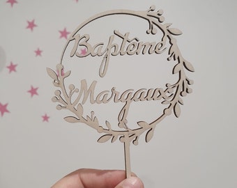 Cake Topper personnalisable Modèle N3 en bois