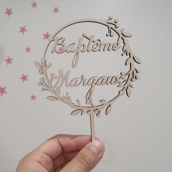 Cake Topper personnalisable Modèle N3 en bois