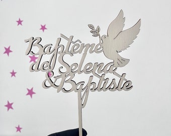 Cake Toppers personnalisable Modèle Colombe en bois