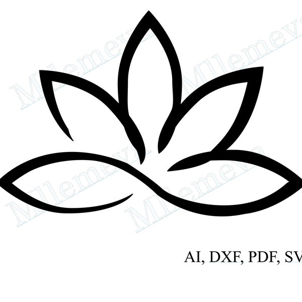 Lotus , Téléchargement instantanée en noir / SVG / Pour cricut / silhouette / laser / Fichier