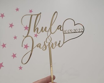 Cake Toppers personnalisé Modèle Cœur en plexiglass