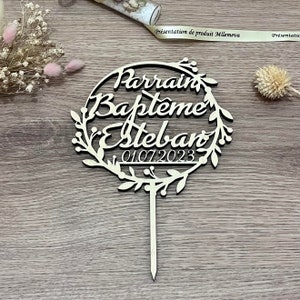 Cake Topper personnalisable Modèle N3 en bois image 2