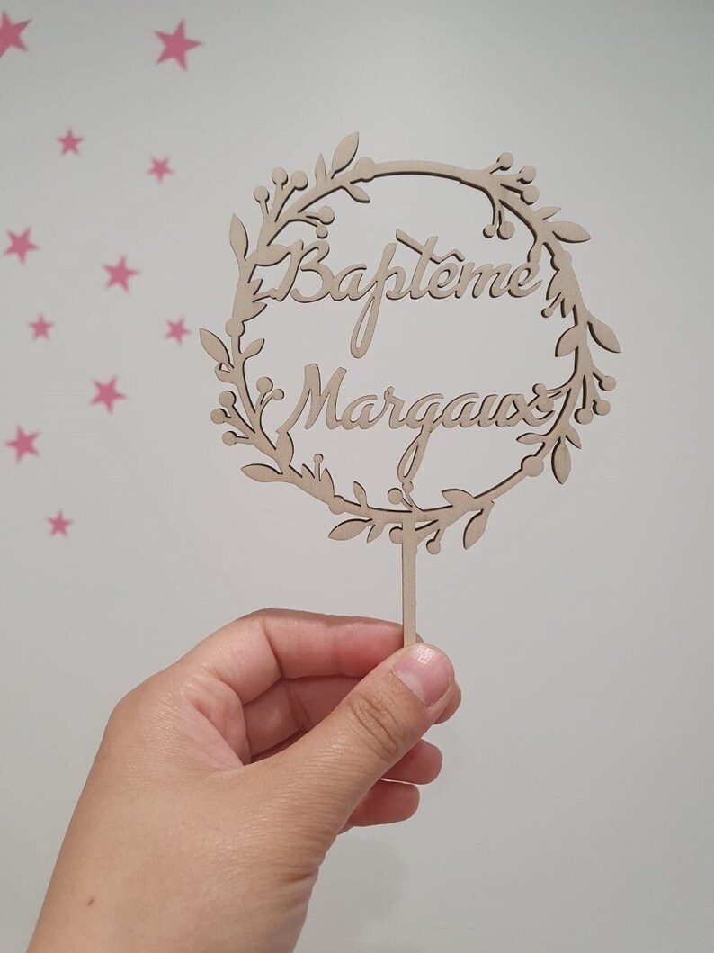 Cake Toppers personnalisable Modèle 2 en bois image 1