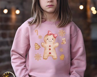 Gingerbread Girl Youth Sweatshirt | Christmas Cookie Holiday Outfit