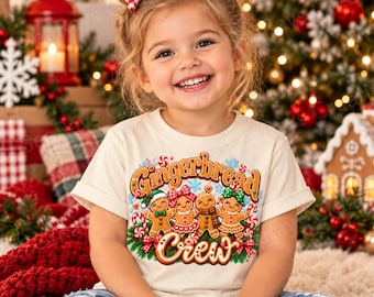 Camiseta navideña de jengibre para niños pequeños, camiseta navideña de jengibre para toda la familia, camiseta a juego para la familia.