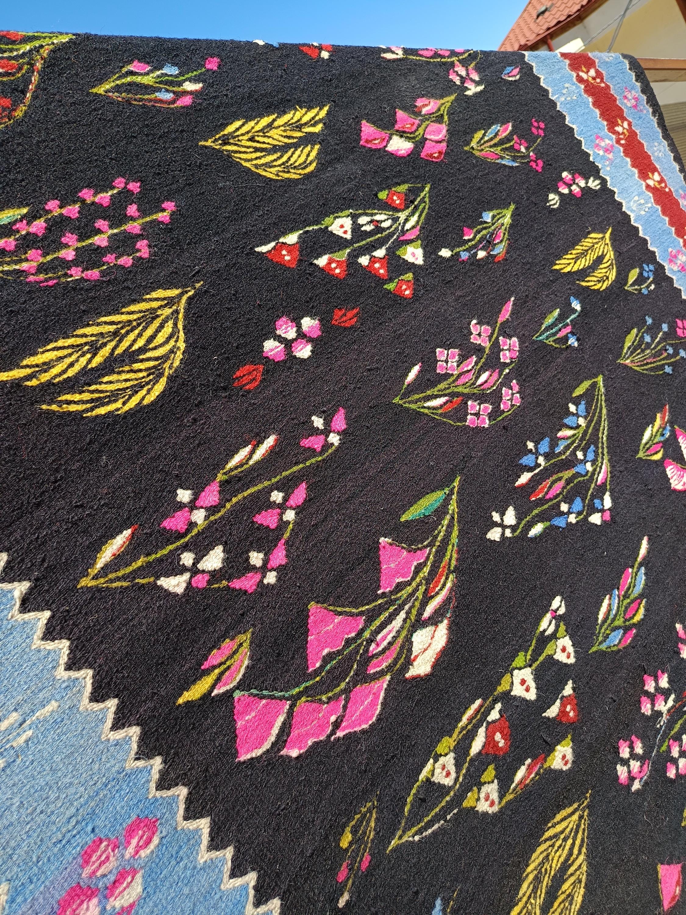 155x29cm ルーマニア王国の手織り絨毯グルダスタラグアンティークラグ ビンテージ ルーマニア ラグ、手作りウール カーペット、キリム