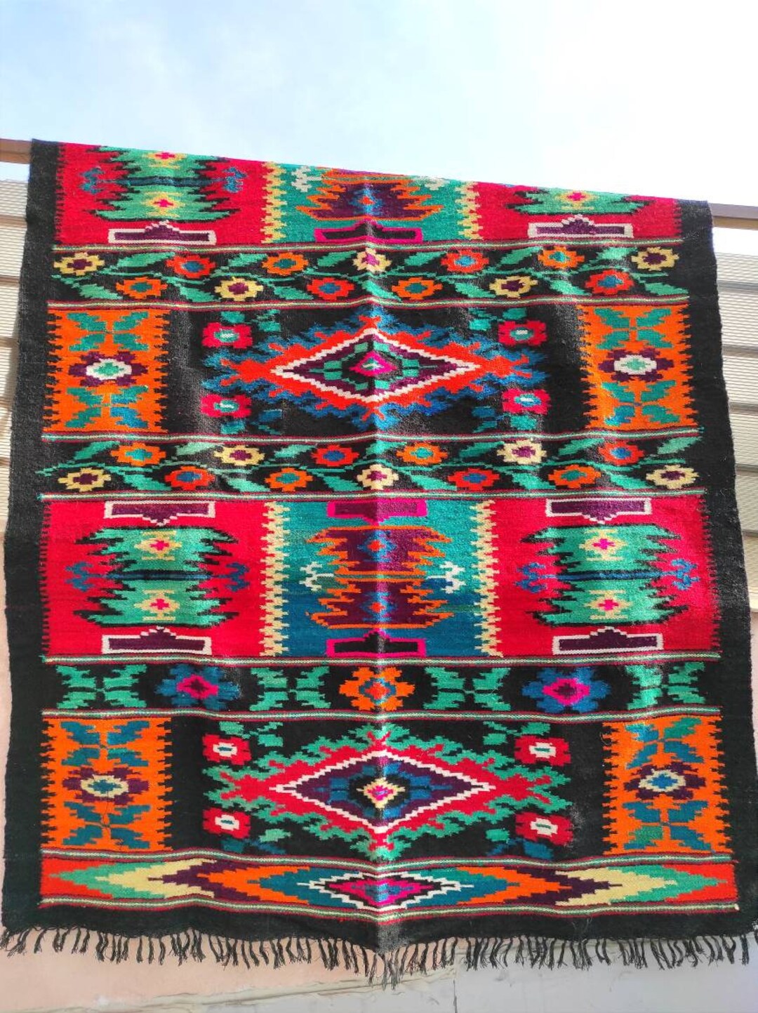 Grand Tapis Roumain En Laine – Kilim Fait Main, 158 X 245 Cm, Multicolore