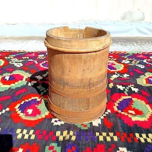 Antique wooden bowl - Rustic vessel - Primitives country decor- Rare antique - Wood home decor, Height:38cm.