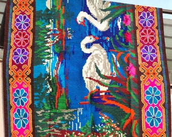 tapis roumain vintage, tapis 100% laine fait main, art kelim Bessarabie, tissé à la main dans les années 70, tapis moldave, style rustique bohème confortable, 265x165cm.