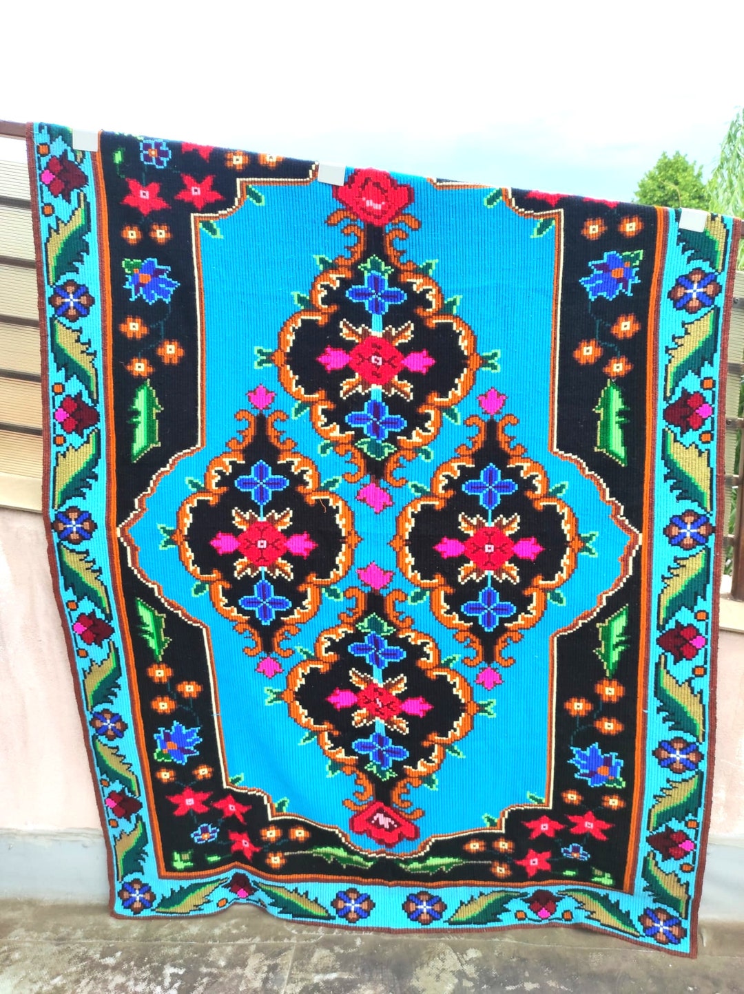 Tapis vintage Roumain Bessarabian fait main, 1P102 Tapis vintage Roumain Bessarabian fait main, 1P102