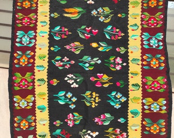 tapis roumain vintage, tapis en laine fait main, art olténien kelim, tissé à la main dans les années 50, style boho cosy, tapis roumain, 195x135cm.