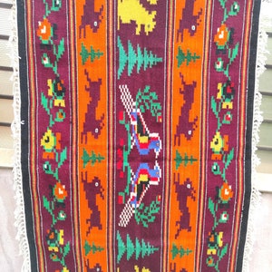 Vintage Romanian rug,handmade wool carpet, kelim Bessarabian art, hand-woven in the 50s, tapis moldave, boho floral style, 155x100cm.