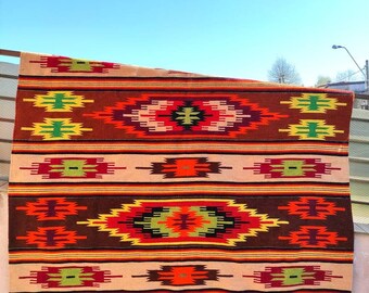 Tapis roumain vintage, tapis en laine fait main, kelim art transylvanien, tissé à la main dans les années 70, style rustique bohème, tapis roumain, 410x200cm.
