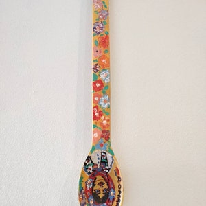 Romanian painted spoon, decorative spoon, hand painted kitchen decor, traditional romanian spoon, 40cm(15.75 in).