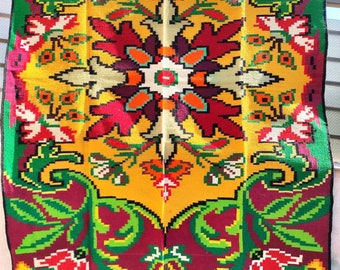 Discount! Vintage Romanian rug,handmade wool rug,kelim Transylvanian art,hand-woven in the 80s, boho rustic style, tapis roumain, 240x150cm.