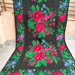 Discount!Vintage Romanian rug, handmade wool carpet, kelim Bessarabian art,hand-woven in the 70s, tapis moldave,boho floral style,430x180cm.