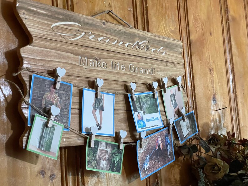 Grandparent Sign, Photo Display Custom Engraved Wood Sign Picture