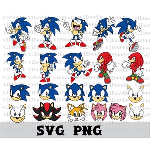 The Hedgehog Svg, Sonic Svg, Sonic Head Svg, Face Svg, Personagens SVG, Arquivos cortados para Cricut, png