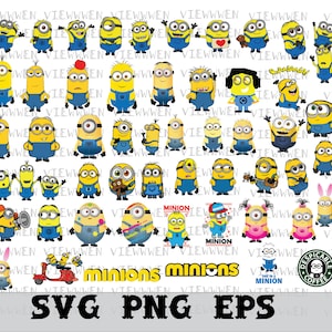 May include: A digital collage of various images of the Minions characters from the Despicable Me franchise. The images are in a variety of poses and expressions, and some are holding objects such as a guitar, a teddy bear, and a bunny rabbit. The text "Minions" is written in white letters on a black background at the bottom of the image.