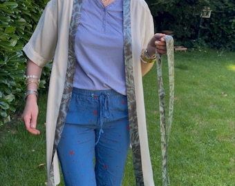 Handmade Silk Kimono Blouse with Belt –  Boho Summer Top  Sizes: xs/s/m Upcycled Silk