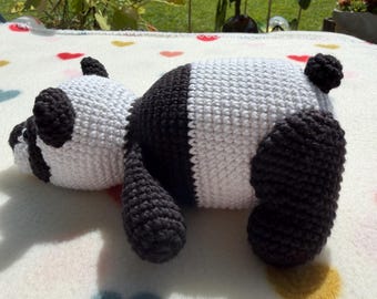 Crochet Amigurumi Doll, Sleepy Panda, Handmade Cotton Toy