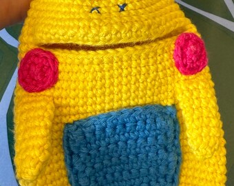 Crocheted Yellow Frog iPod Case, Handmade Cotton Amigurumi Toy