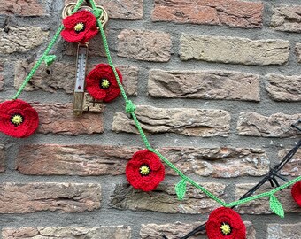 Poppy Flower Garland Mercerized Cotton Handmade Crochet
