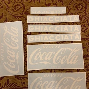 Coca-Cola-Logo-Aufkleber-Set, 7 Stück, große Kühlbox, Kühlschrank, Eisbox, Restaurierung, 7 Stück Aufkleber-Ersatz, Majestic