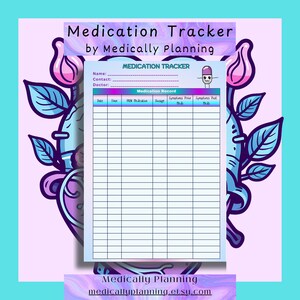 Druckbare Medikation Tracker, Medikationstagebuch, Medikationsdatensatz, Wellness Planer, Medikationsplaner, Medizinischer Planer, Gesundheitsplaner,