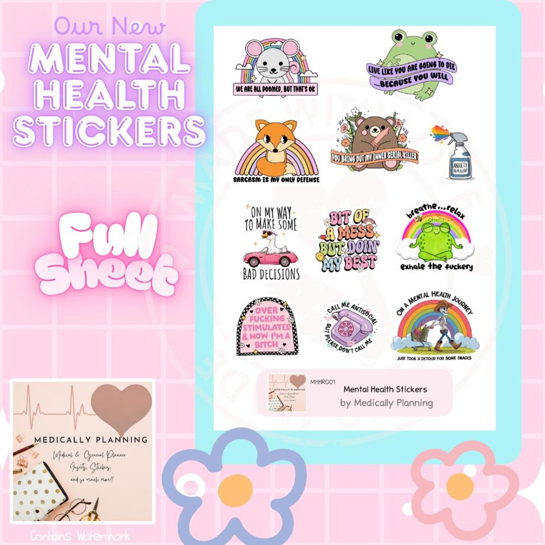Sarcastic Funny Mental Health Planner Stickers - Etsy