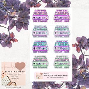 Conjunto de pegatinas retro divertidas sobre salud mental / Fuera de mi mente / Pegatina de tendencia / Pegatina atrevida / Autocuidado / Bienestar mental / Bienestar mental /