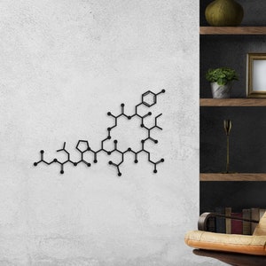 Oxytocin Molecule Metal Wall Art, Large Metal Art, Oxytocin Wall Art, Chemistry Nerdy Art for Above Bed Decor - Gift for Couple