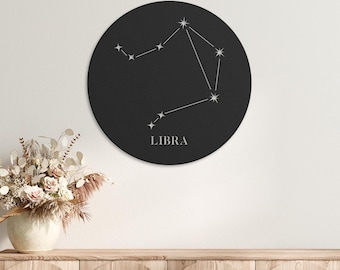 Metalen muurkunst Weegschaal sterrenbeeld – Astrologieborddecoratie