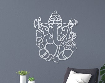 Lord Ganesha Metal Art for Spiritual Wall Decor - Hindu Gift Idea