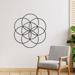 Seed of Life Metal Art, Sacred Geometry Wall Art, Metal Sign for Meditation Room Decor, Spiritual Wall Decor, Zen Metal Wall Art