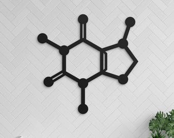 Personalized Molecule Metal Sign, Chemistry Wall Art, Science Room Decor, Nerdy Home Gift, Lab Wall Art