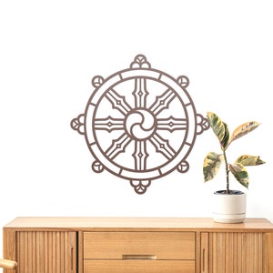 Dharmachakra Metal Wall Art: Buddhist Meditation Decor