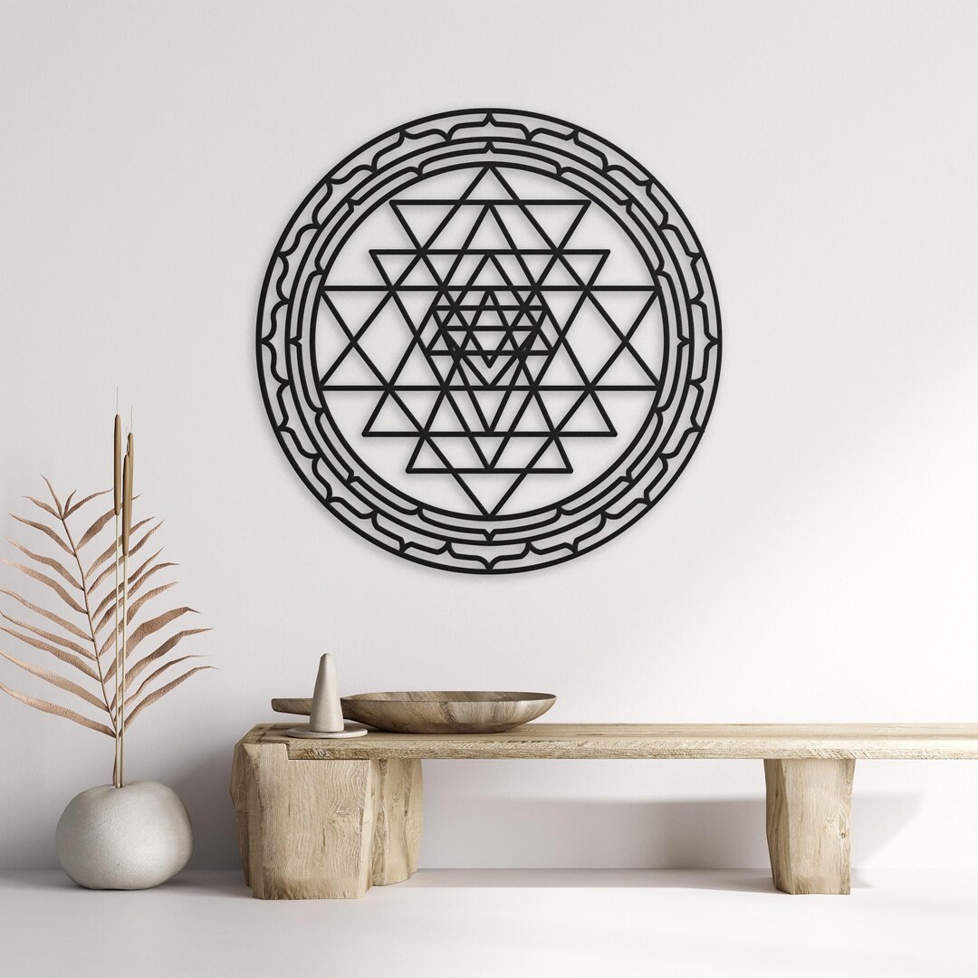 Sri Yantra Metal Wall Art: Round Sacred Geometry Artwork for Spiritual ...
