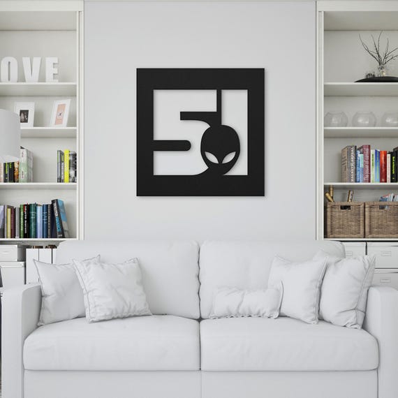 Area 51 Metal Sign – Alien Wall Art Square Hanging for Sci‑Fi Modern Decor