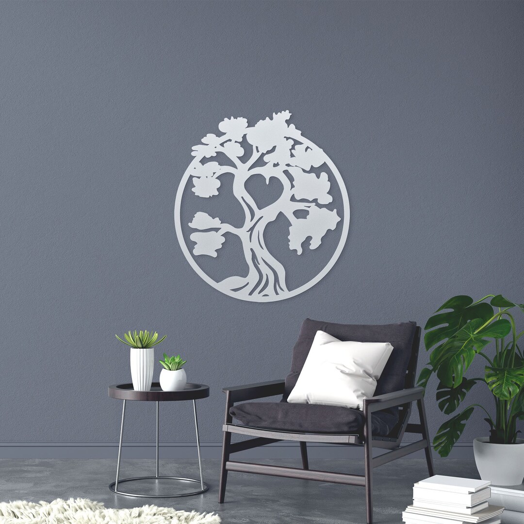 Metal Bonsai Tree Wall Art Modern Metal Art Large Round Etsy