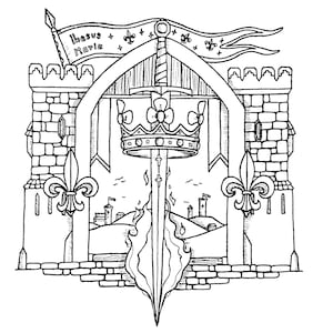 St. Joan of Arc, St. Joan of Arc B&W colouring/ painting design,  instant digital download, saint art, original artwork.