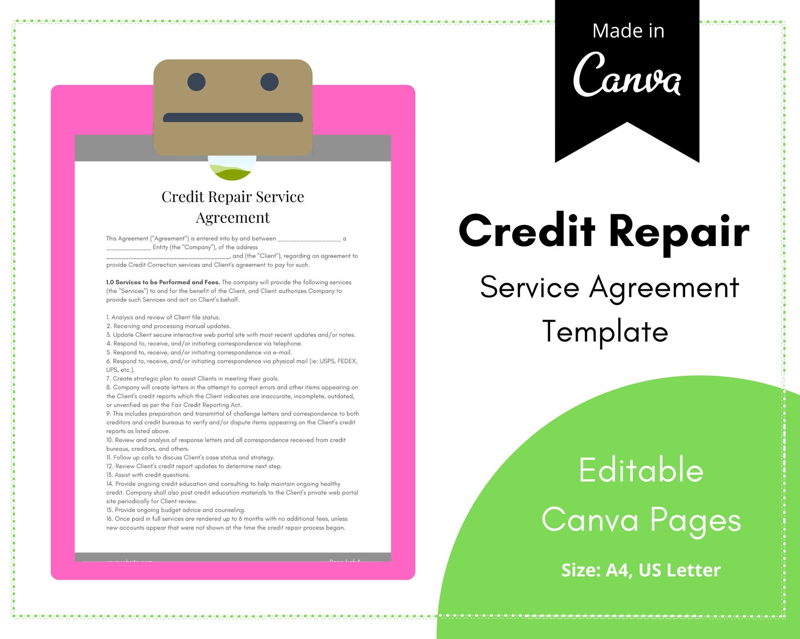 Credit Repair Service Contract Template Credit Coach Etsy Credit Repair Service Contract Template Credit Coach Etsy